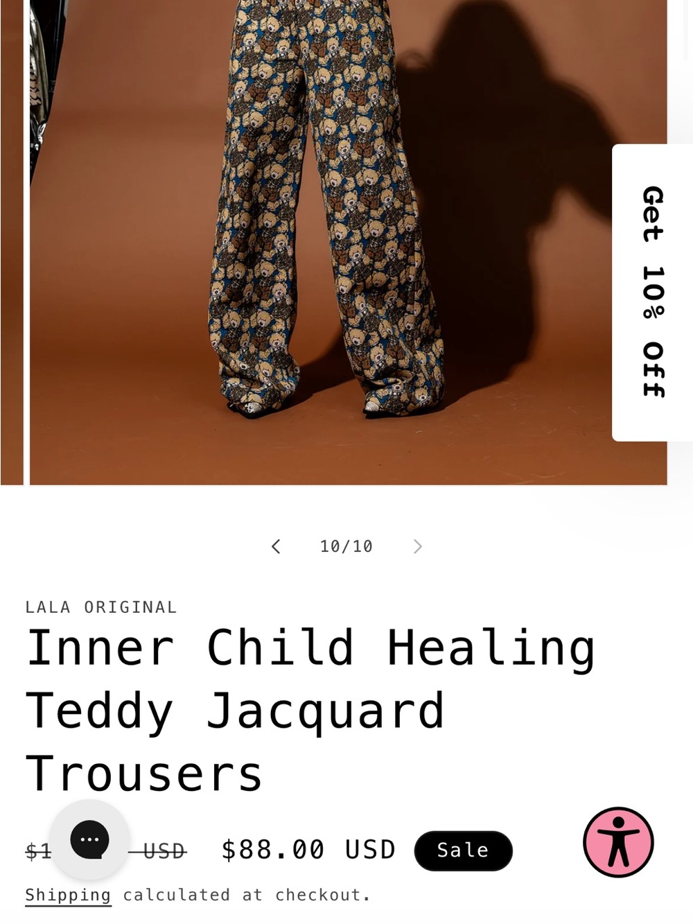 Dressed in LALA Printed Wide-Leg Trousers in Blue, Brown, Cream - Picture 4 of 4